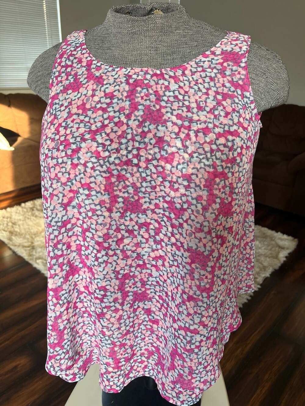 NWT Lane Bryant NWT Pink and Grey Mosaic Dot Sleeveless Layered Tank Top